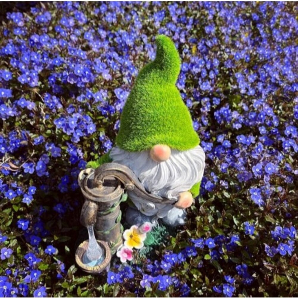 Garden Gnomes Decorations for Yard with Solar Lights, Flock